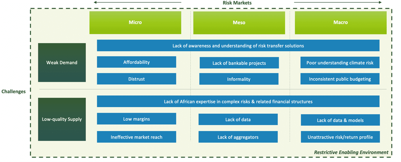 What are the main challenges in African risk markets?